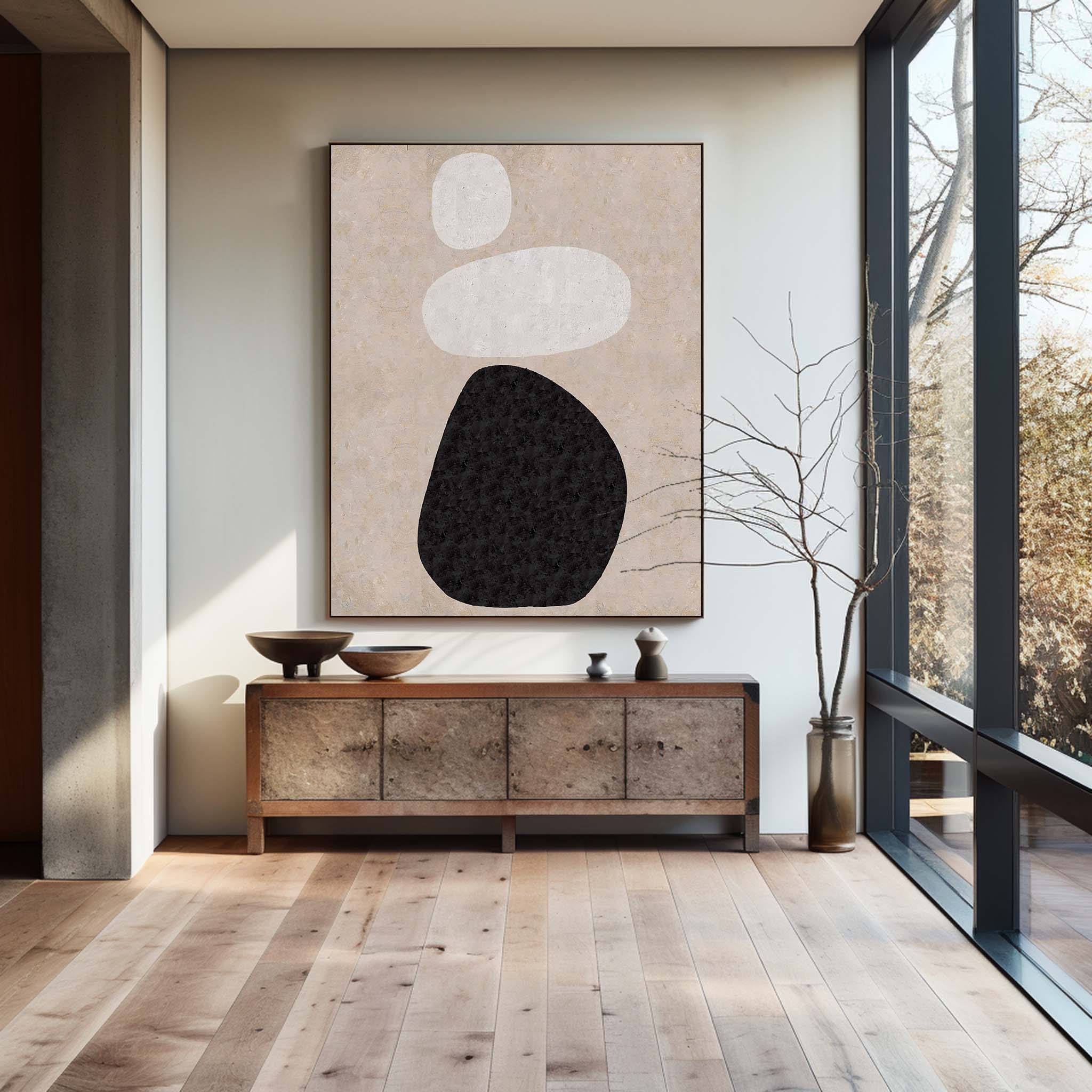 Beige Minimalist Abstract Painting