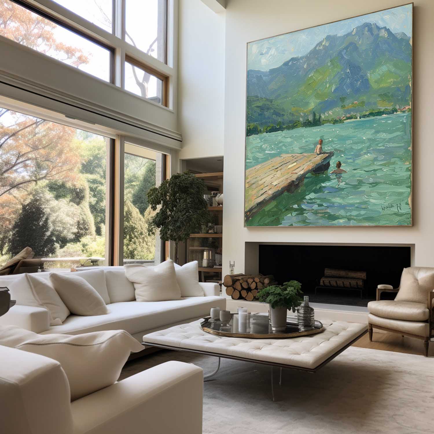 Abstract Lake Art Painting